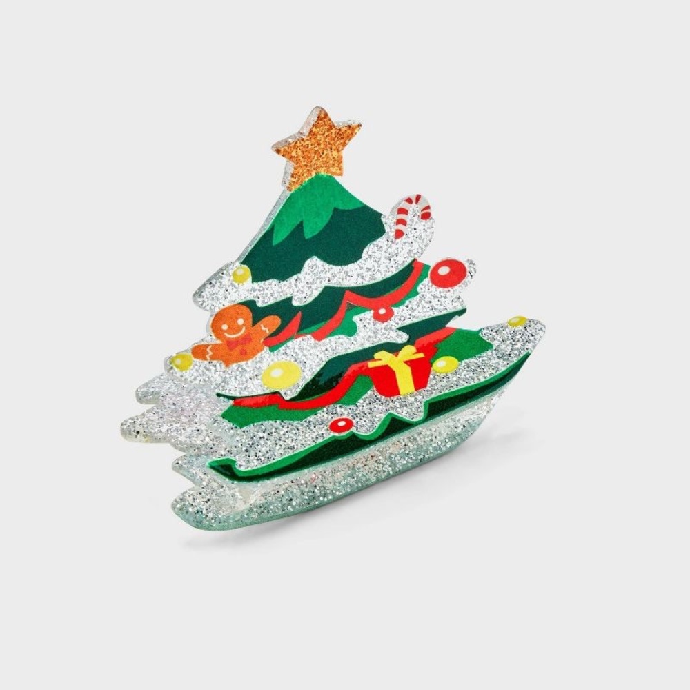 Acrylic nwt Tree Claw Hair Clip Red/Green Christmas
